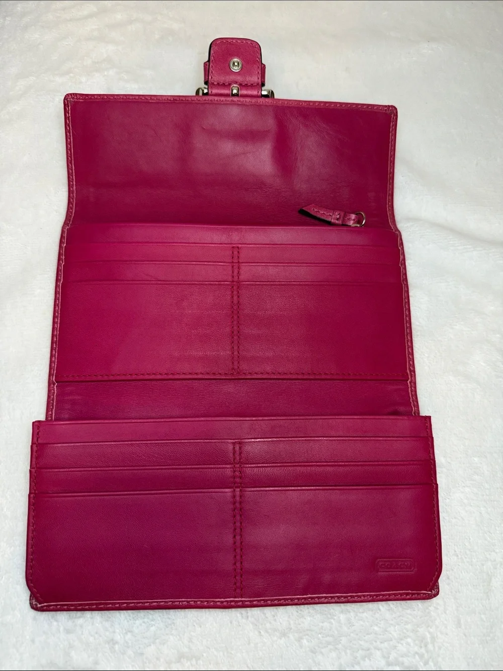 Coach Signature Canvas Wallet with Pink Trim